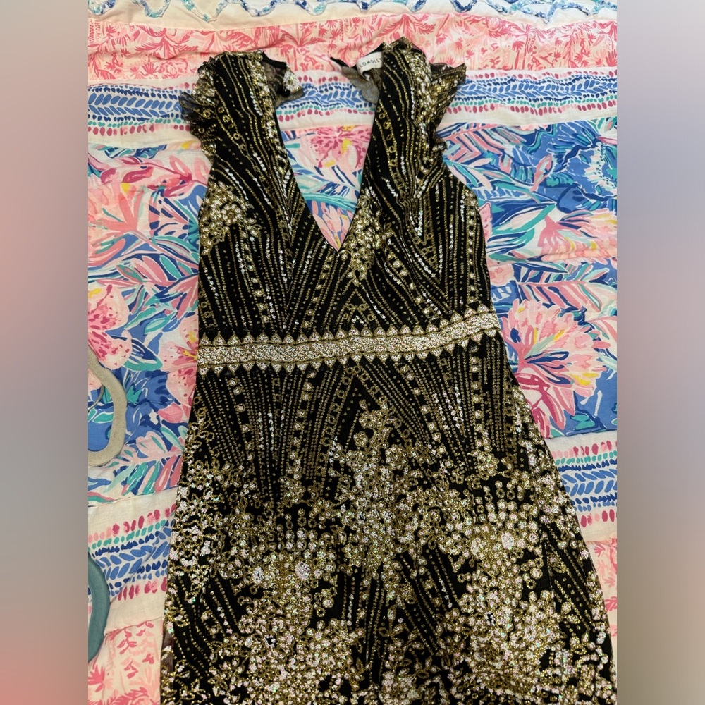 Hellomolly black sparkle mini dress